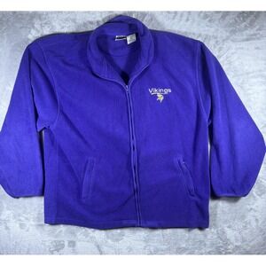 Minnesota Vikings Jacket Mens 2XL Purple NFL Football Fleece Full Zip Sweater